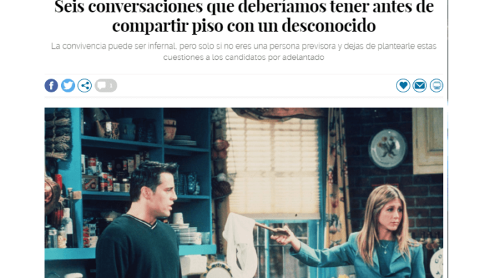 Entrevista en El País. Compartir piso con un desconocido