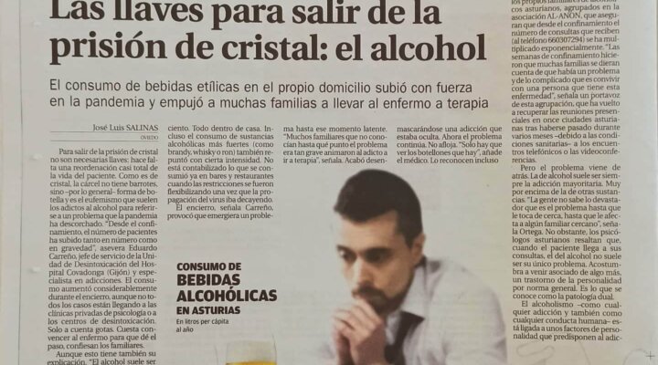Entrevista a Esther Blanco en La Nueva España: tratamientos en la adicción al alcohol